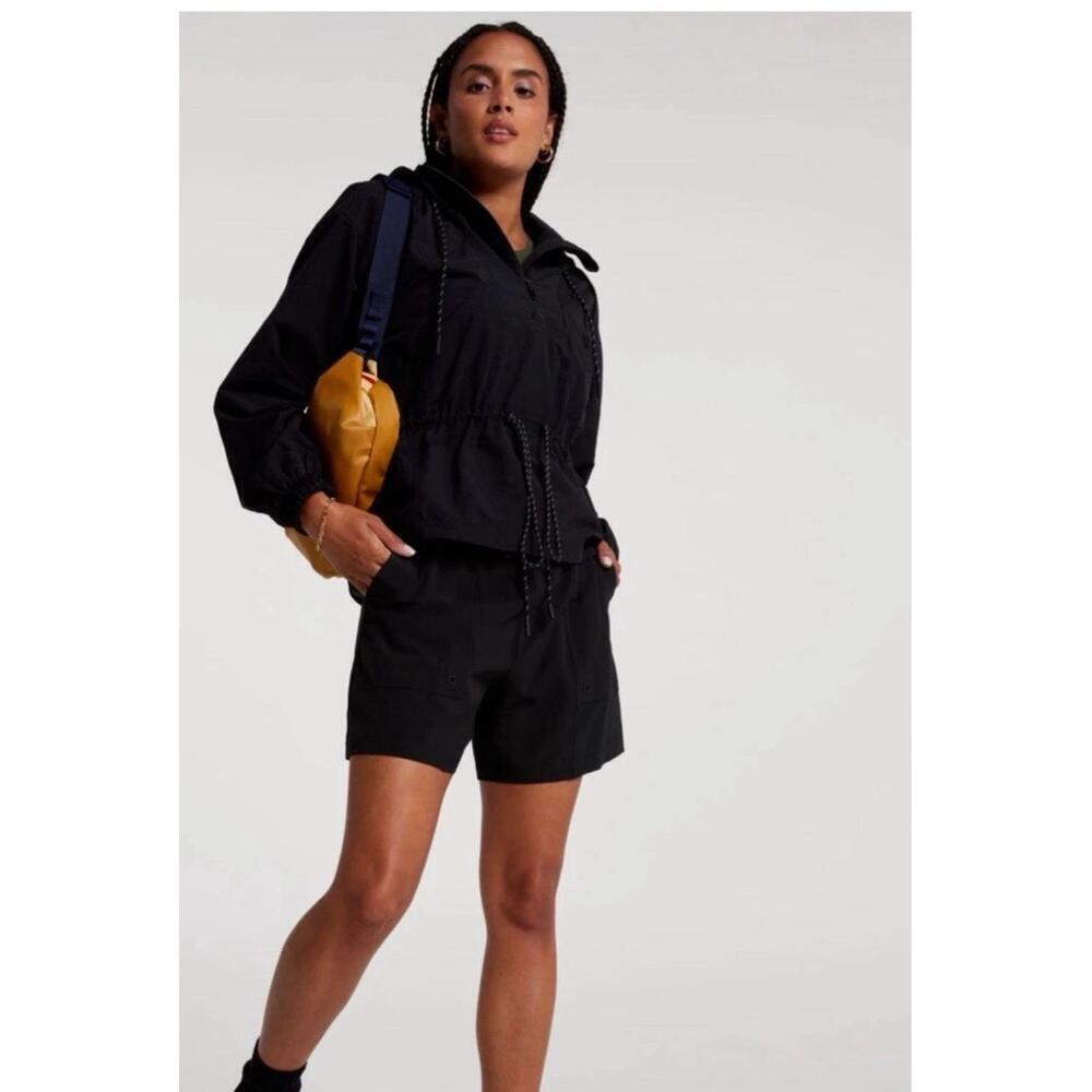 CALIA Windbreaker Womens Size M Black Hooded Anorak Pullover Water Repellent Act - Picture 2 of 9